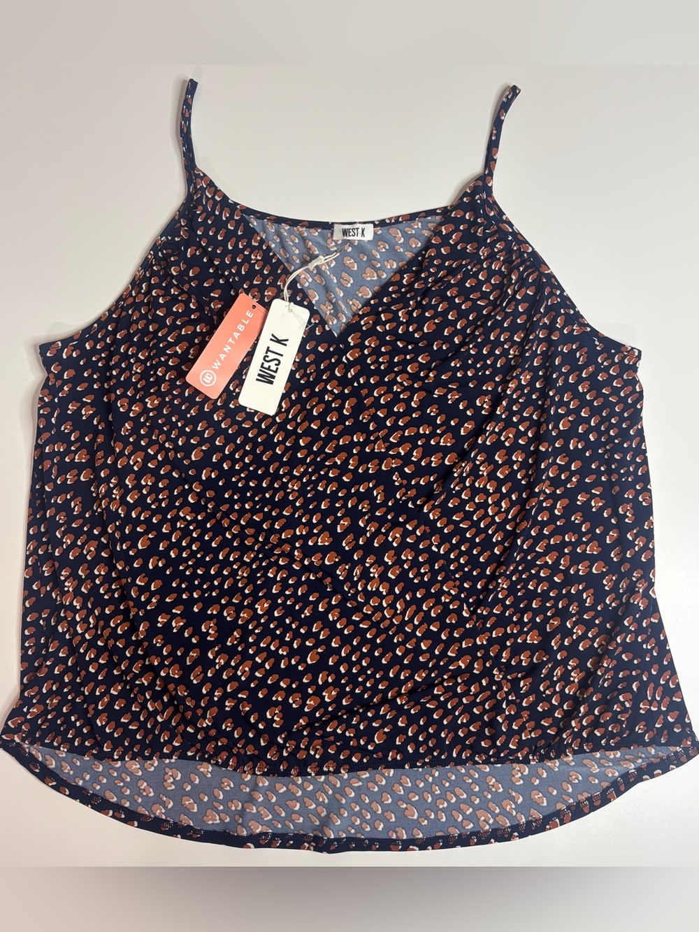 NWT West K 3X Leopard Print Draped Cami Boho Going Out Tank
